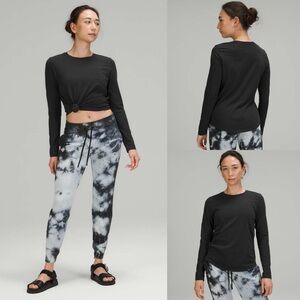 Lululemon Women's Love Long Sleeve Shirt Top Size 10 Black Soft Pima Cotton